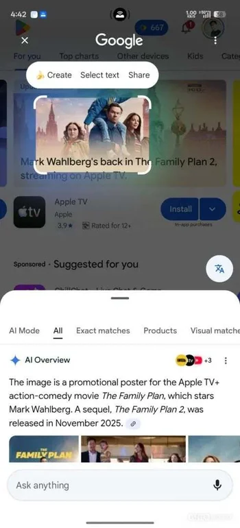 Updated Circle to Search interface