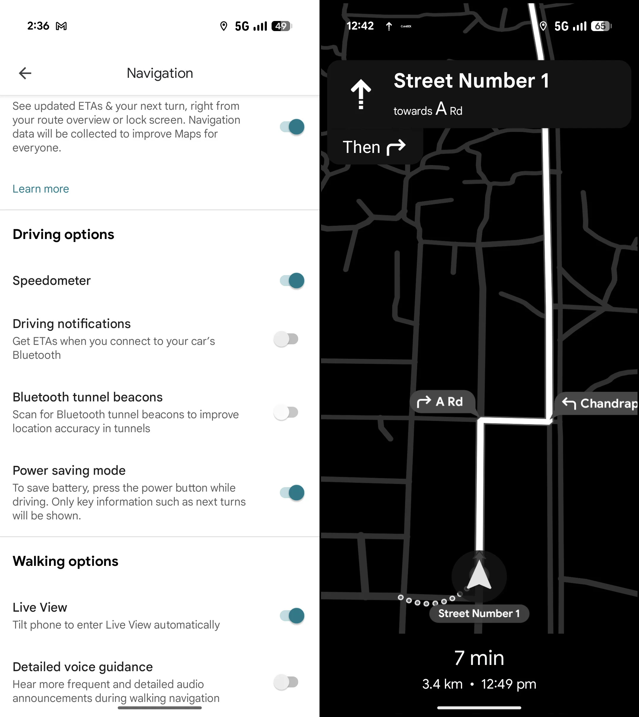 Power saving mode option in Google Maps