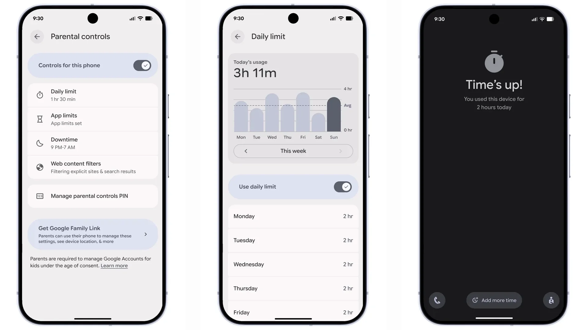 Parental Control settings on Android 16