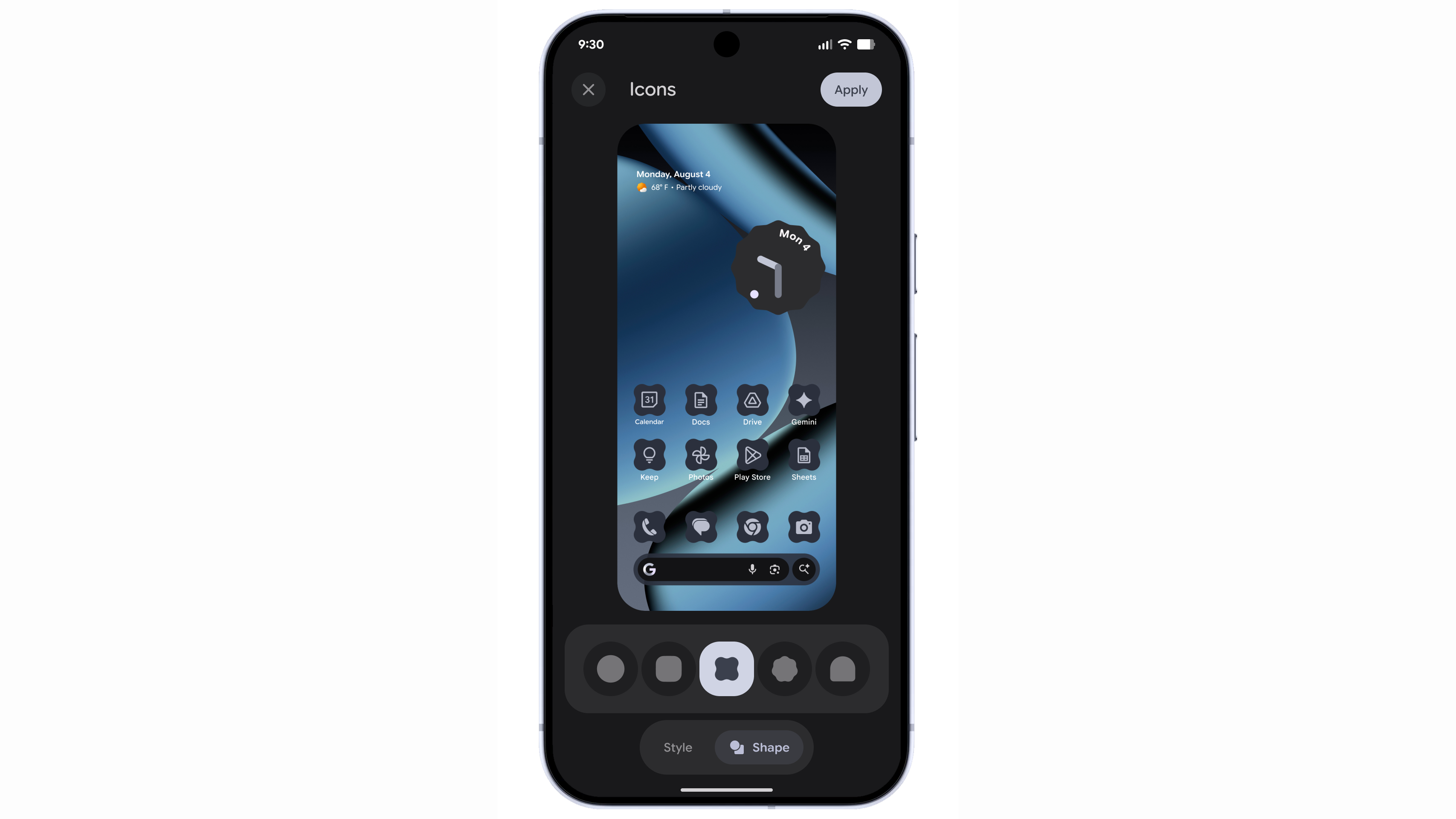 Customizable icon shapes on Android 16