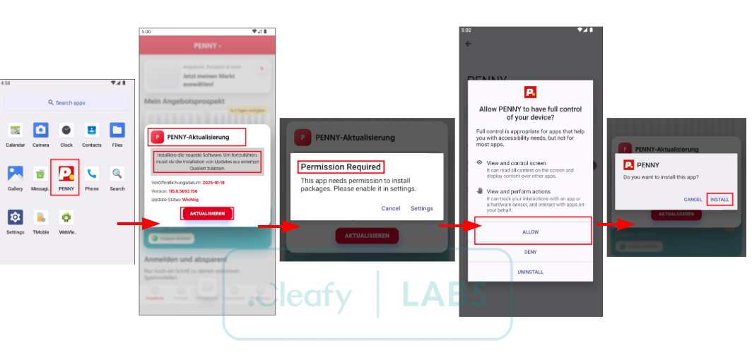 Mobile banking app infected illustration