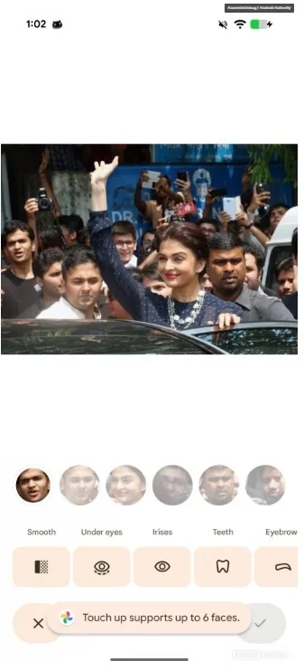 Group photo with multiple faces getting individualized touch ups