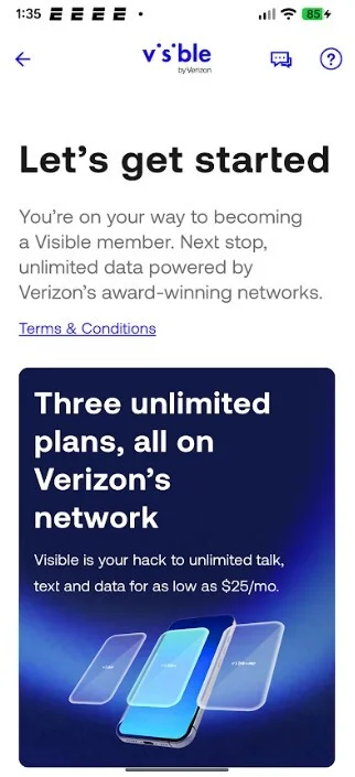 Verizon's Visible app interface