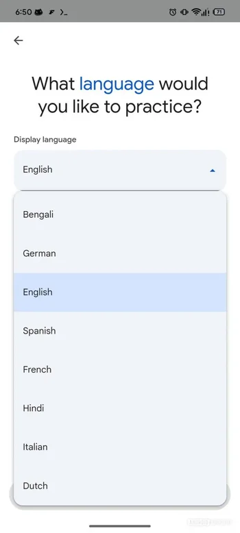 Practice Mode Language Selection