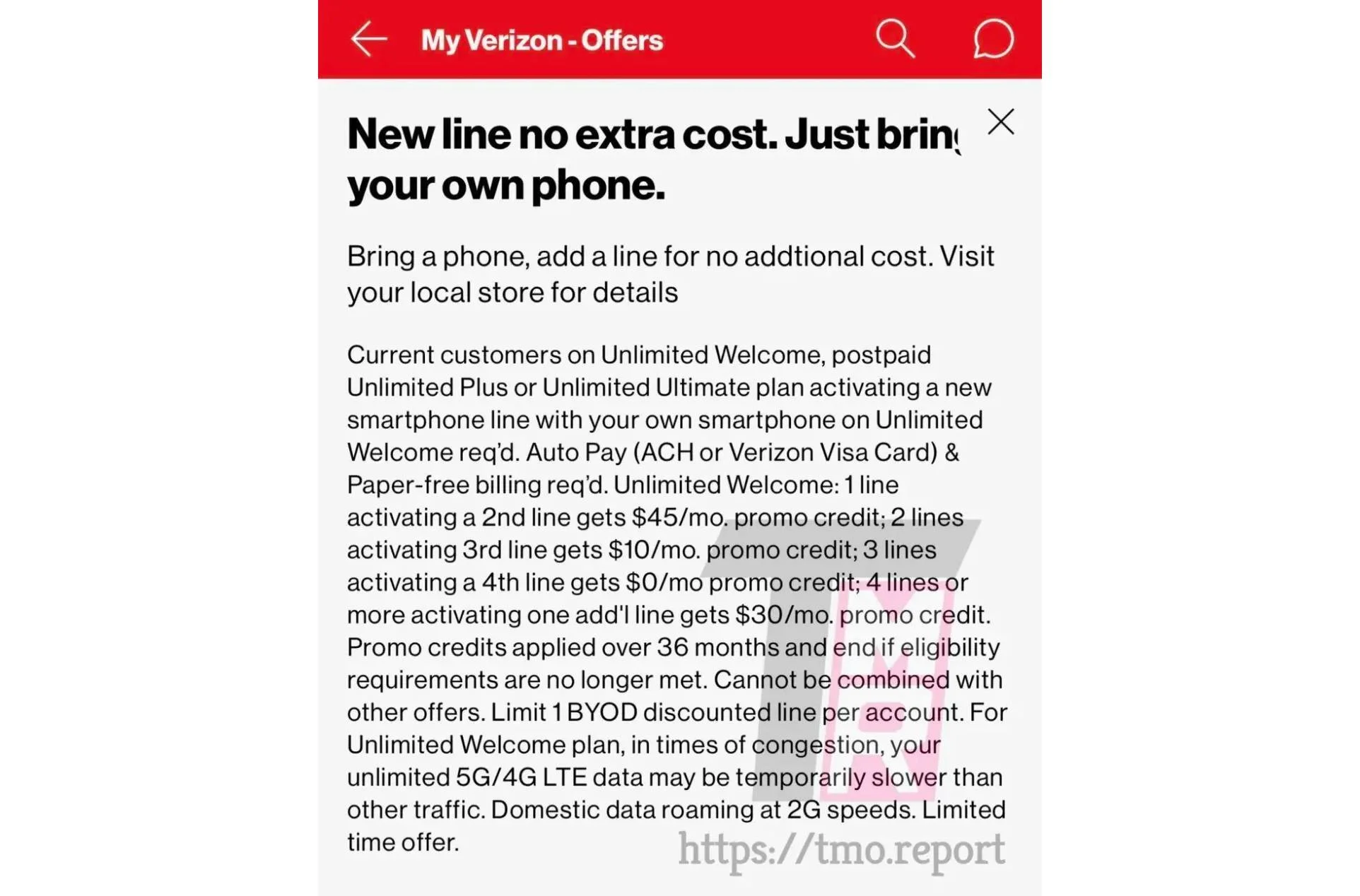 Verizon customers can claim a free line. | Image Credit - The Mobile Report