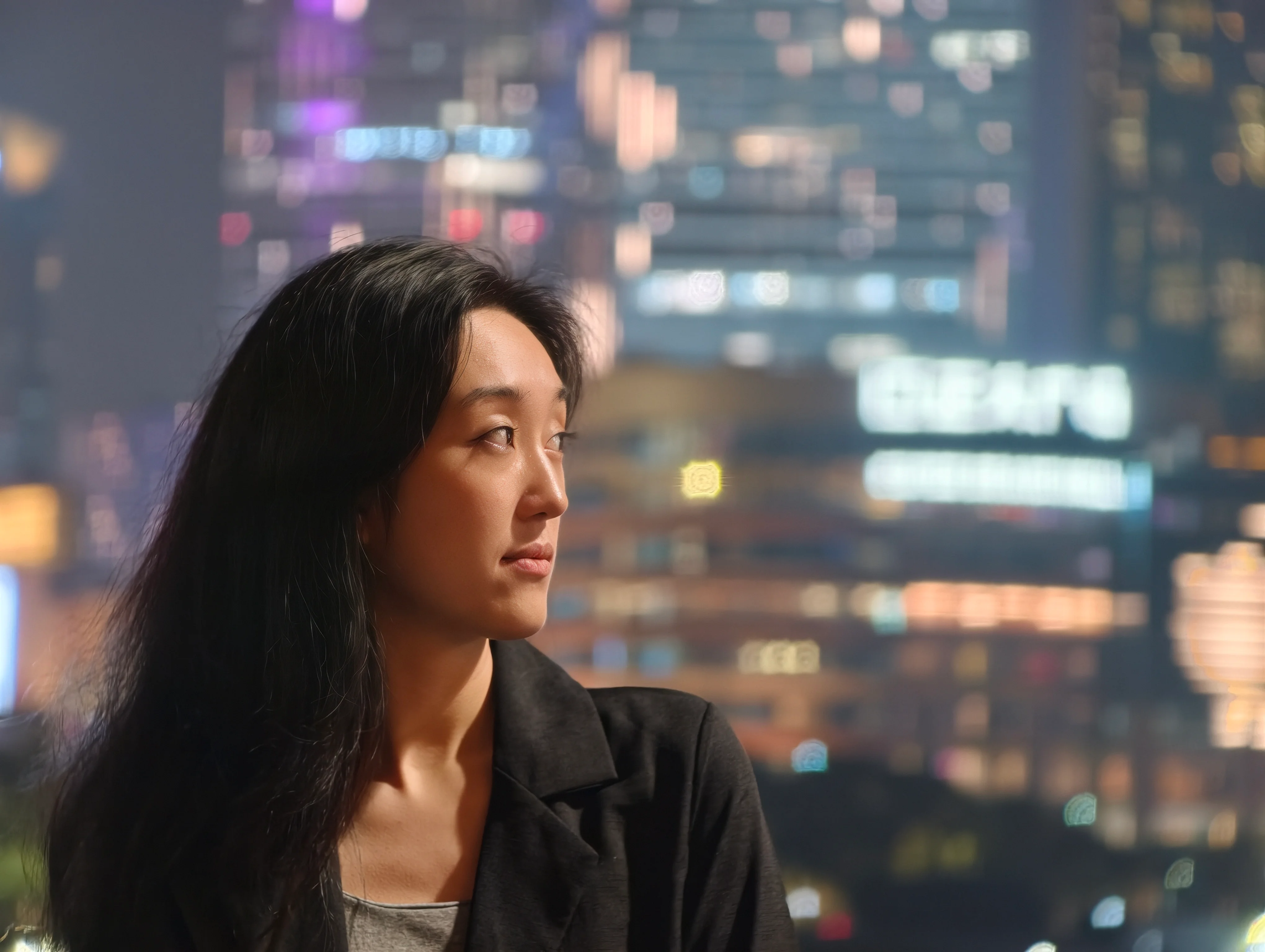 Portrait photo with telephoto lens