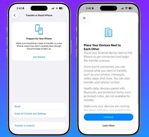 iOS 26.3 Move to Android feature screenshot