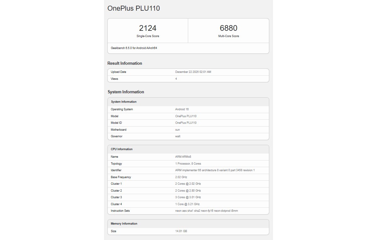 OnePlus Turbo may have just ran Geekbench, revealing the chipset powering it