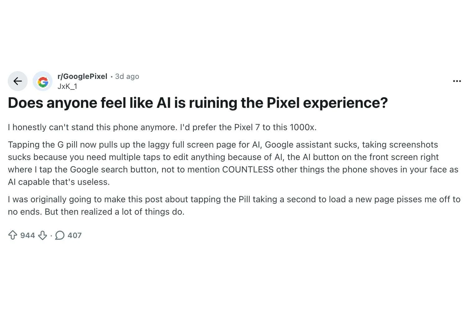 Pixel smartphone AI features
