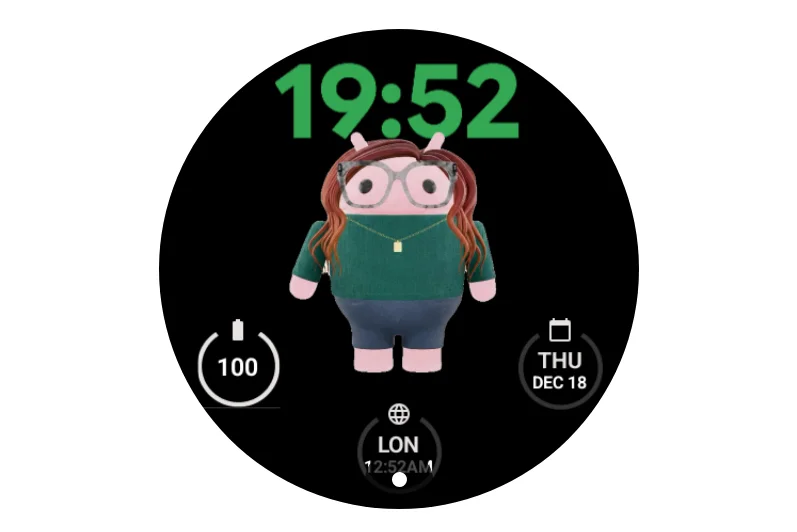Personalized watch face created with Androidify