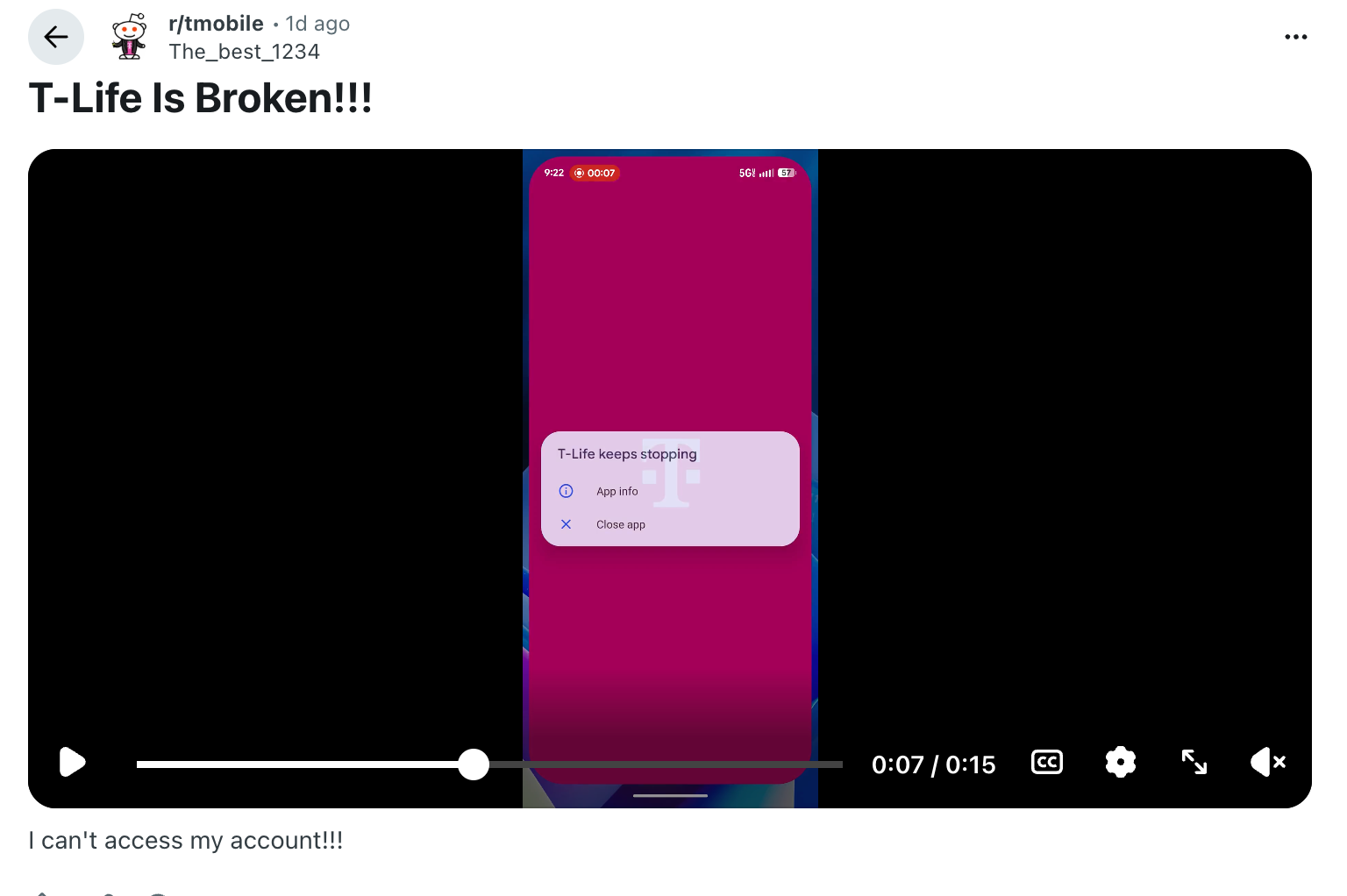 Android 16 beta update causing T-Life app crashes