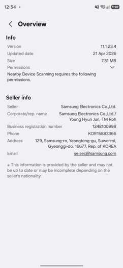 Samsung Nearby Device scanning app update