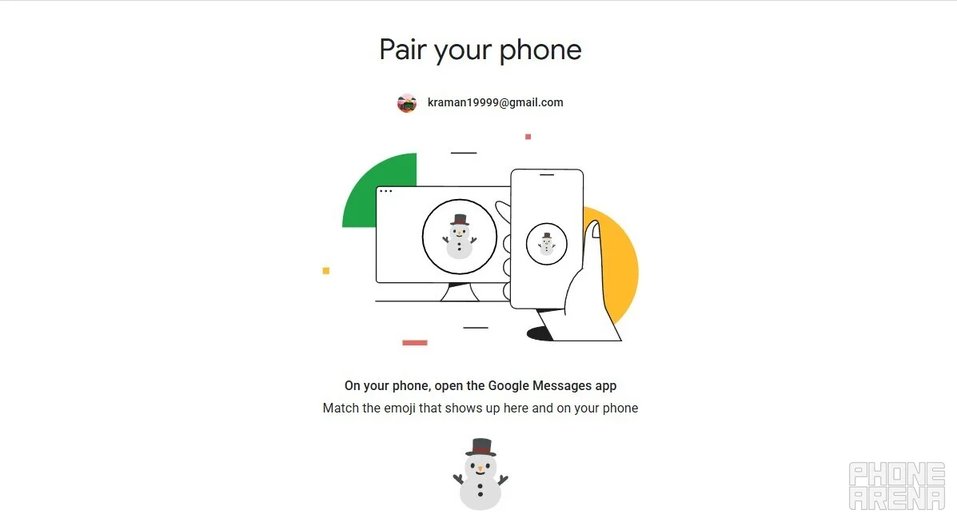 New pairing option of Google Messages web