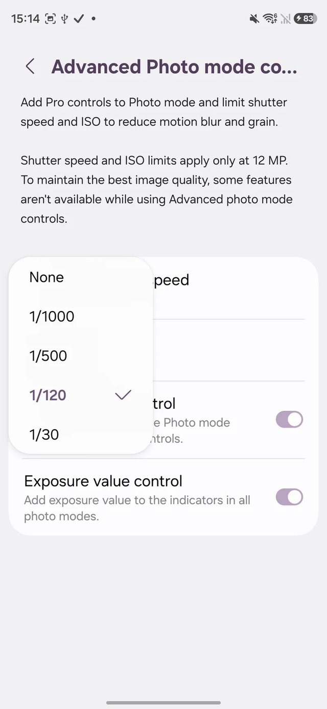 Camera settings