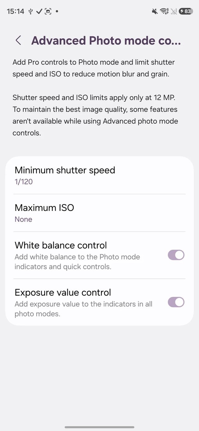 Camera settings