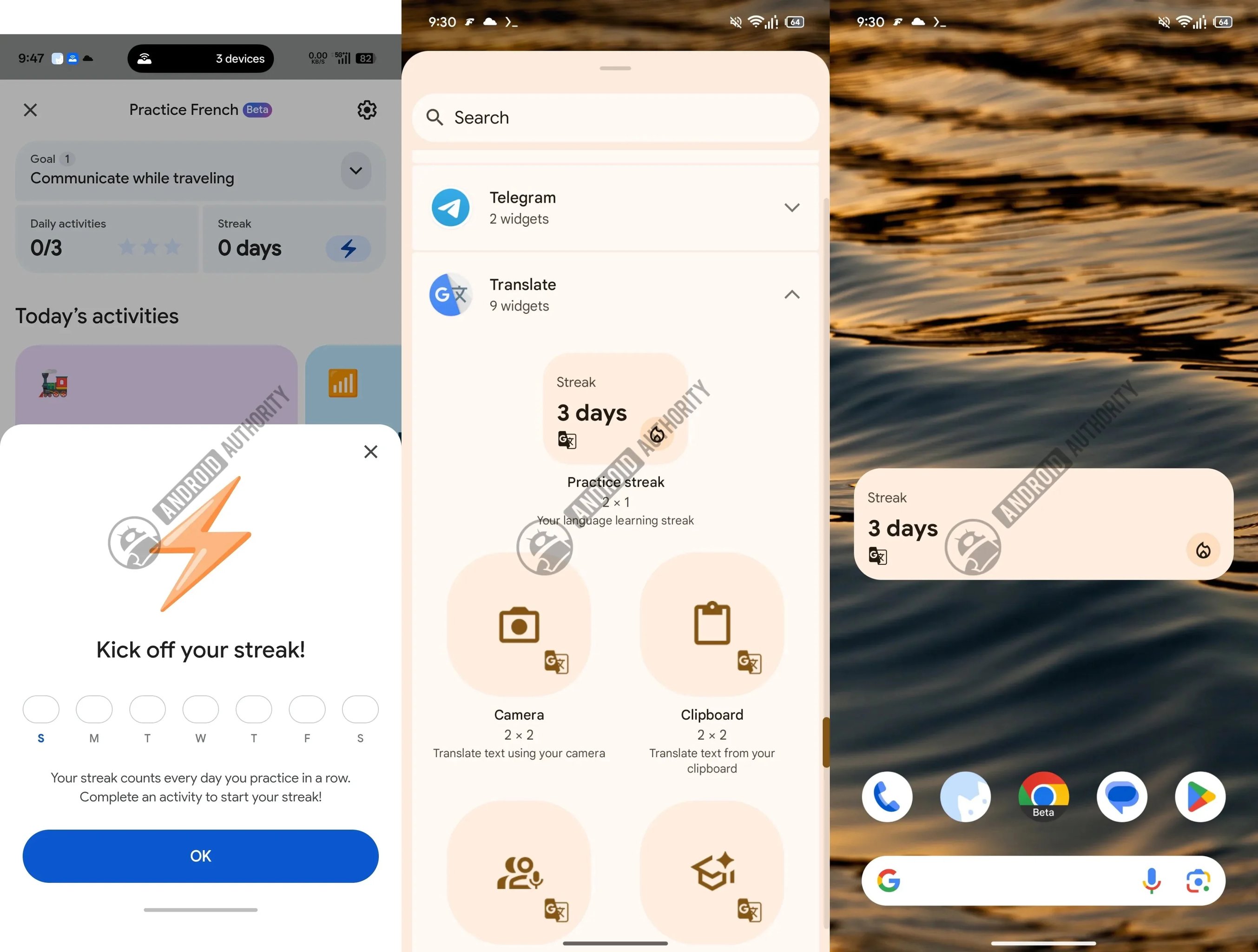 Google Translate Practice Streak Widget